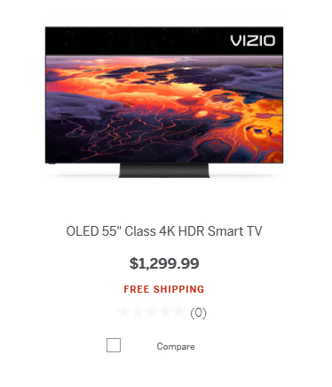 1299.99달러에 판매 중인 비지오의 55인치 OLED TV. [비지오 홈페이지]